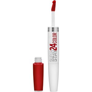 MAYBELLINE Super Stay 24, 2-Step Liquid Lipstick Makeup, Long Lasting Highly Pigmented Color with Moisturizing Balm, Keep It Red, Red, 1 Count
