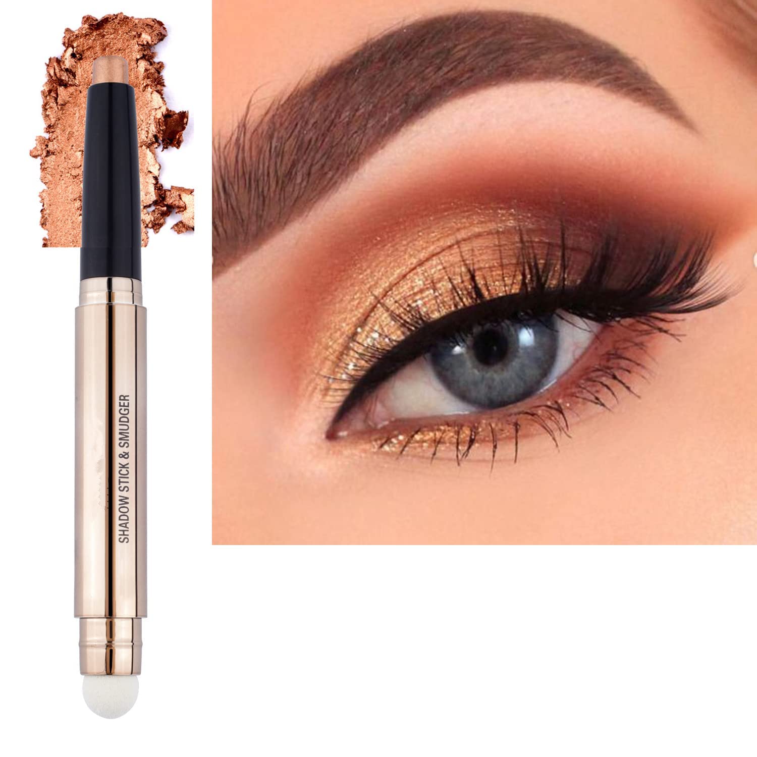 2 in1 Champagne Gold Eyeshadow Stick Cream Shimmer Smooth Glitter Eyeshadow Pencil Hypoallergenic Natural Waterproof Long Lasting Eye Shadow Multi-Dimensional Eyes Look (Champagne Shimmer # 04) 2 in1 Champagne Gold Eyeshadow Stick Cream Shimmer Smooth Glitter Eyeshadow Pencil Hypoallergenic Natural Waterproof Long Lasting Eye Shadow Multi-Dimensional Eyes Look (Champagne Shimmer # 04)