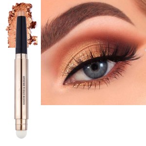 2 in1 Champagne Gold Eyeshadow Stick Cream Shimmer Smooth Glitter Eyeshadow Pencil Hypoallergenic Natural Waterproof Long Lasting Eye Shadow Multi-Dimensional Eyes Look (Champagne Shimmer # 04)