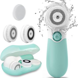 Facial Cleansing Brush Electric Facial Exfoliating Massage Brush with 3 Cleanser Heads and 2 Speeds Adjustable for Deep Cleaning, Removing Blackhead, Face Massaging