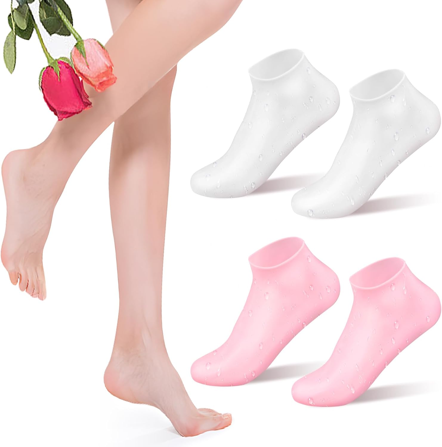 2 Pairs Thickened Silicone Socks Moisturizing Socks for Dry Cracked Feet Soft Silicone Sleep Moisture Socks for Women Foot Care 2 Pairs Thickened Silicone Socks Moisturizing Socks for Dry Cracked Feet Soft Silicone Sleep Moisture Socks for Women Foot Care