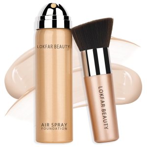 AirBrush Foundation Spray, Silky Mist Foundation Spray Makeup Set with Brush, Full Coverage Foundation for Smooth Radiant Finish, Formula Breathable Lightweight Hydrating | #A01 Ivory