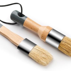 YiBaiBrush-Wax and Chalk Paint Brush, 2 Pack Wax Brushes and Chalk Paint for Furniture DIY Art Crafts, Natural Bristle Round Oval Chalk Paint Brush for All Painting and Waxing