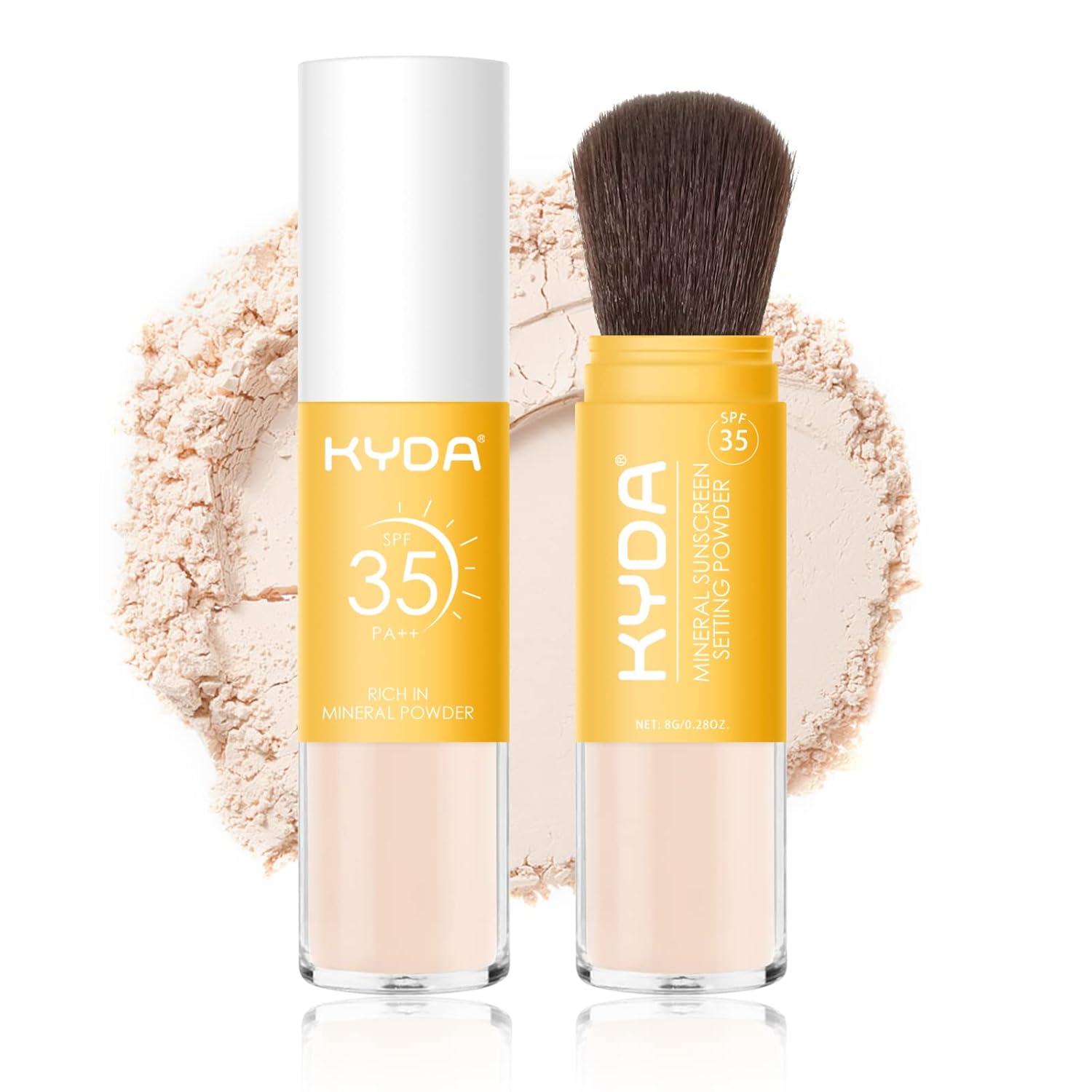 KYDA Mineral Sunscreen Setting Powder, SPF 35, Translucent, Mineral Brush Powder, Oil Control Natural Matte Finish, Lasting Lightweight Breathable, All Skin, by Ownest Beauty KYDA Mineral Sunscreen Setting Powder, SPF 35, Translucent, Mineral Brush Powder, Oil Control Natural Matte Finish, Lasting Lightweight Breathable, All Skin, by Ownest Beauty