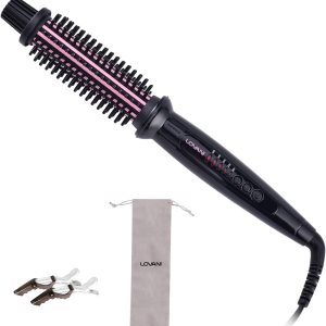 Curling Iron Brush,Hair Curling Wand with 1 Inch Ceramic Tourmaline Ionic Barrel,Dual Voltage Instant Heat Up Travel Hair Curler
