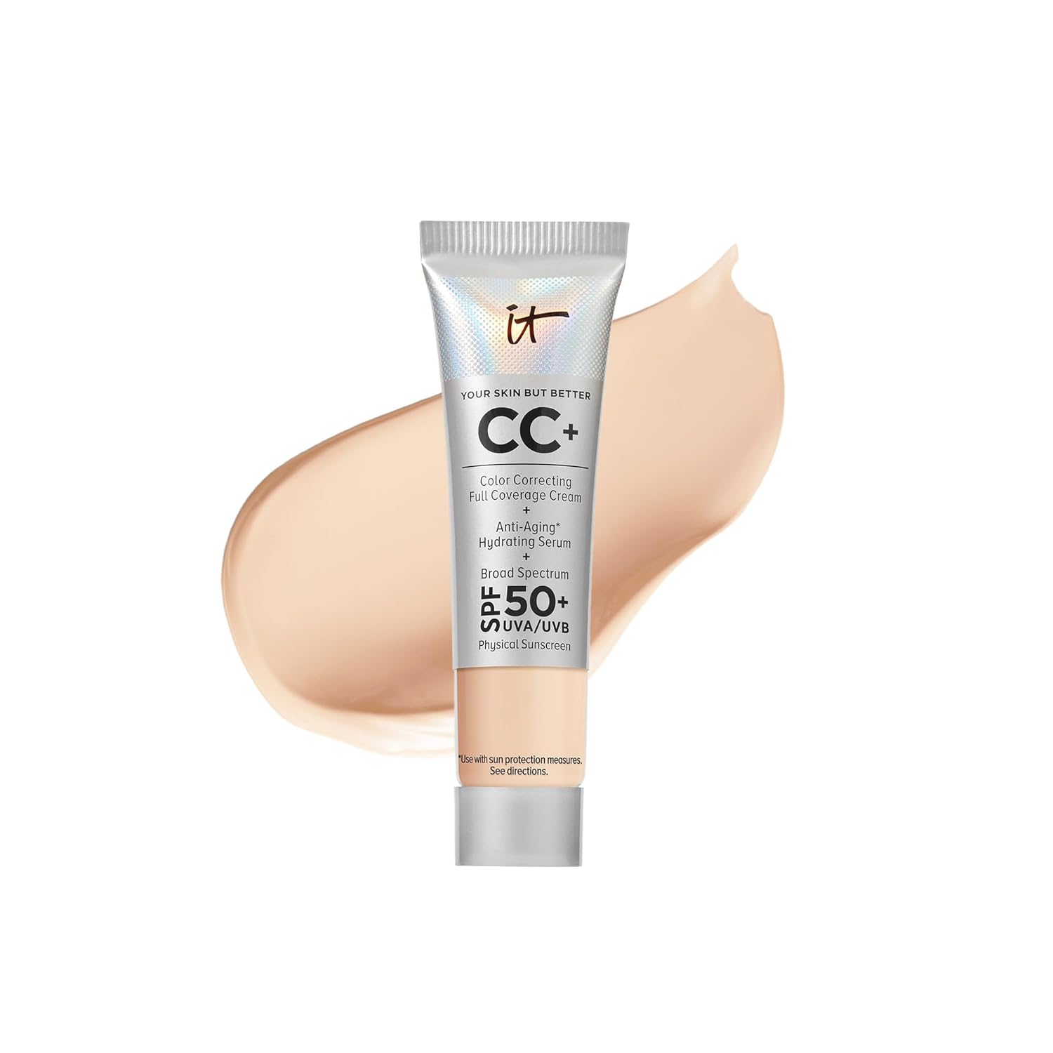IT Cosmetics Your Skin But Better CC+ Cream Travel Size – Color Correcting Cream, Full-Coverage Foundation, Hydrating Serum & SPF 50+ Sunscreen – Natural Finish – 0.4 fl oz IT Cosmetics Your Skin But Better CC+ Cream Travel Size – Color Correcting Cream, Full-Coverage Foundation, Hydrating Serum & SPF 50+ Sunscreen – Natural Finish – 0.4 fl oz