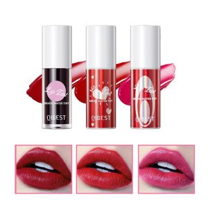 3 Color Lip Gloss, Velvet Lip Gloss Moisturizing Lip Stain Long Lasting Waterproof Liquid Lipstick Set, Multipurpose Water Lip Stain Tint for Lip and Cheek Tint (A)