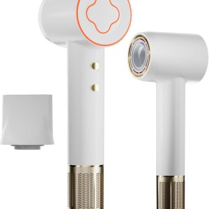 Hair Dryer, 110,000 RPM Brushless Motor High-Speed Low Noise Thermo-Control with 200 Million Negative Ionic Blow Dryer,1500W Fast-Drying Portable Hairdryer for Home, Travel (Write)