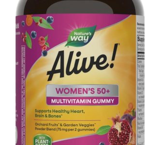 Nature’s Way Alive! Women’s 50+ Daily Gummy Multivitamins, Supports Multiple Body Systems*, Supports Healthy Heart, Brain & Bones,* B-Vitamins, Mixed Berry Flavored, 150 Gummies(Packaging May Vary)