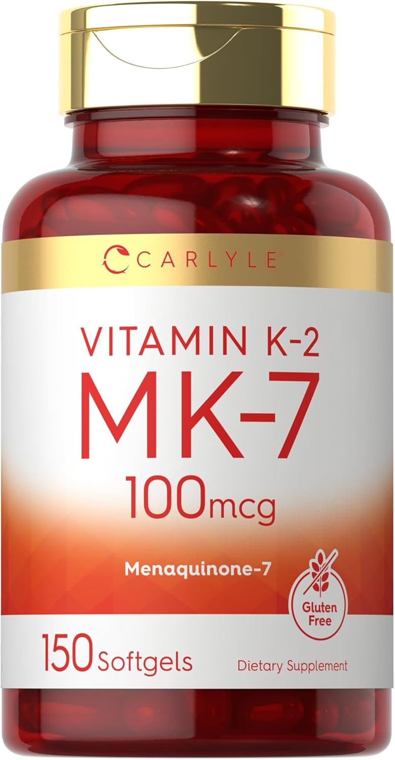 Carlyle Vitamin K2 MK7 100 mcg | 150 Softgels | Non-GMO, Gluten Free Supplement Carlyle Vitamin K2 MK7 100 mcg | 150 Softgels | Non-GMO, Gluten Free Supplement