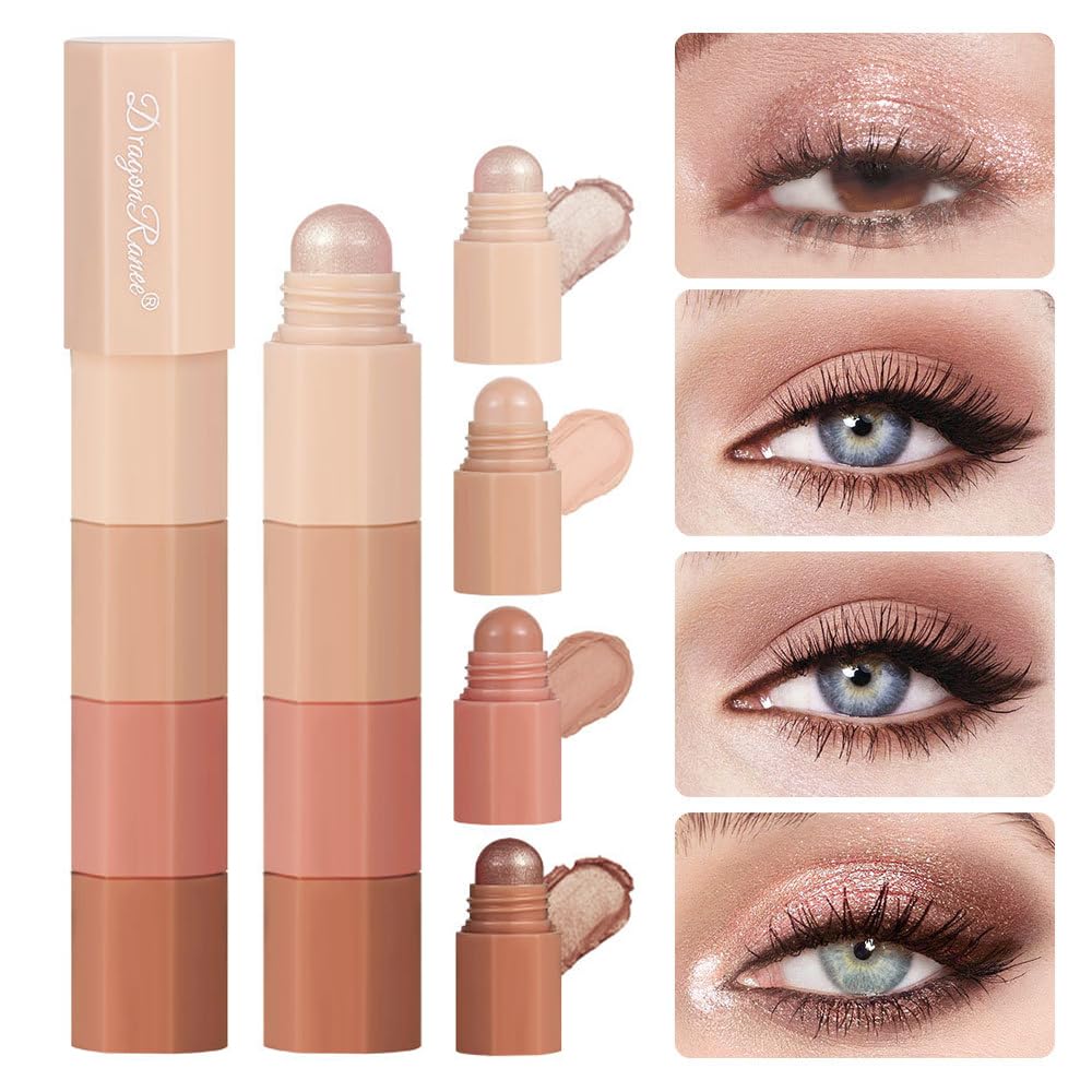 4-in-1 Nude Cream Eyeshadow Stick,Matte Eye Shadow Face & Eye Highlighter Pen Matte Nude Eye Makeup, Highly Pigmented Eyeshadow (B) 4-in-1 Nude Cream Eyeshadow Stick,Matte Eye Shadow Face & Eye Highlighter Pen Matte Nude Eye Makeup, Highly Pigmented Eyeshadow (B)
