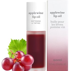 NOONI Korean Lip Oil – Applewine | Lip Stain, Gift, Long-Lasting, Moisturizing, Plumping, Revitalizing for Dry Lips, Waterproof, No Peel Off, Korean Lip Tint, Deep Red Lips, 0.12 Fl Oz