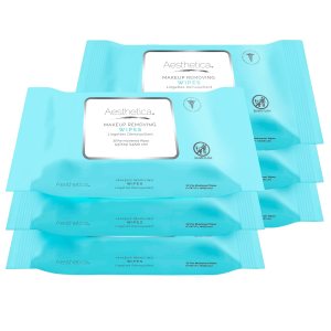Aesthetica Makeup Removing Wipes – Face & Eye Makeup Remover Wipes – 6 Pack Bulk (180 Wipes Total) Hypoallergenic & Dermatologist Tested – Oil & Fragrance Free – Made in USA