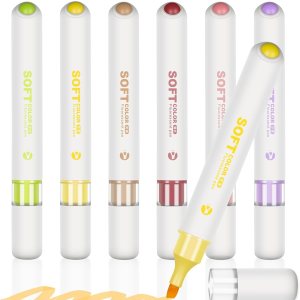 6 pcs Aesthetic Cute Pastel Highlighters with Ball for Stress Relief, Chisel Tip,Bible Highlighters No Bleed,Supplies for School Office