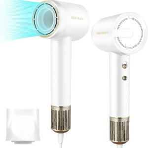 Hair Dryer, 200 Million Negative Ionic Hair Dryer, High-Speed Blow Dryer with 110,000 RPM Brushless Motor, Fast Drying Low Noise Hairdryer with Magnetic Concentrator Nozzle (White)