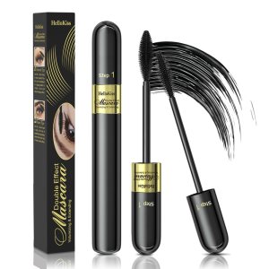2in1 Vibely Mascara 5X Longer Lengthening And Thickening Mascara Waterproof Black Volume And Lengh Mascara Smudge-Proof Non Clumping Long Lasting Eye Makeup
