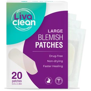 20 CT LivaClean Large Hydrocolloid Acne Patches – for Pore Spots Nose Face Cystic Pimple Zit Patch – Big Pimple Patches Hydrocolloid Bandages Strips