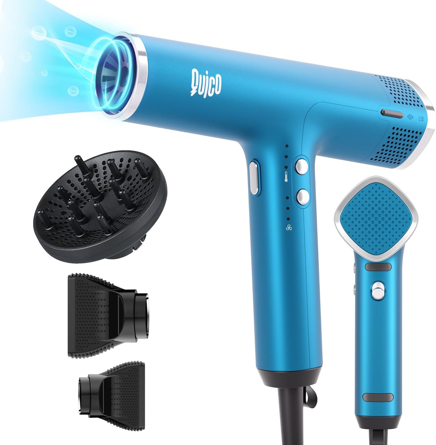 Professional Hair Dryer with Diffuser, Quico 1875W High-Speed Powerful Blow Dryer with 110000 RPM Motor, Faster Salon Ionic Hair, Adjustable Temp and Speed, Portable Hair Dryers for Home Travel, Gifts Professional Hair Dryer with Diffuser, Quico 1875W High-Speed Powerful Blow Dryer with 110000 RPM Motor, Faster Salon Ionic Hair, Adjustable Temp and Speed, Portable Hair Dryers for Home Travel, Gifts