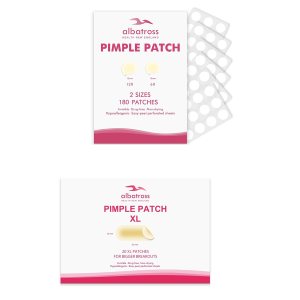 Albatross Health New England Invisible Acne Pimple Patches for Face (180 Counts), Spot Dots Cover, Hydrocolloid Treatment Stickers, Zit Blemish Patch & Large Pimple Patches for Face (20 Counts)