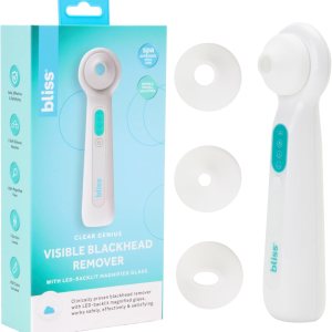 Bliss Blackhead Remover Vacuum – Silicone Nozzle Blackhead Extractor – Pore Cleaner with 3 Suction Levels and LED Magnifier, WhiteMint Green