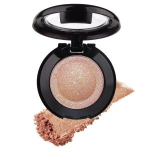 Single Golden Brown Matte Shimmer Eyeshadow,High Pigment Intense Monochrome Eye Shadow Apply Makeup Easily,Comes With Eyeshadow Brush and Mirror,24 Hour Eye Makeup Longwear Waterproof,Blendable