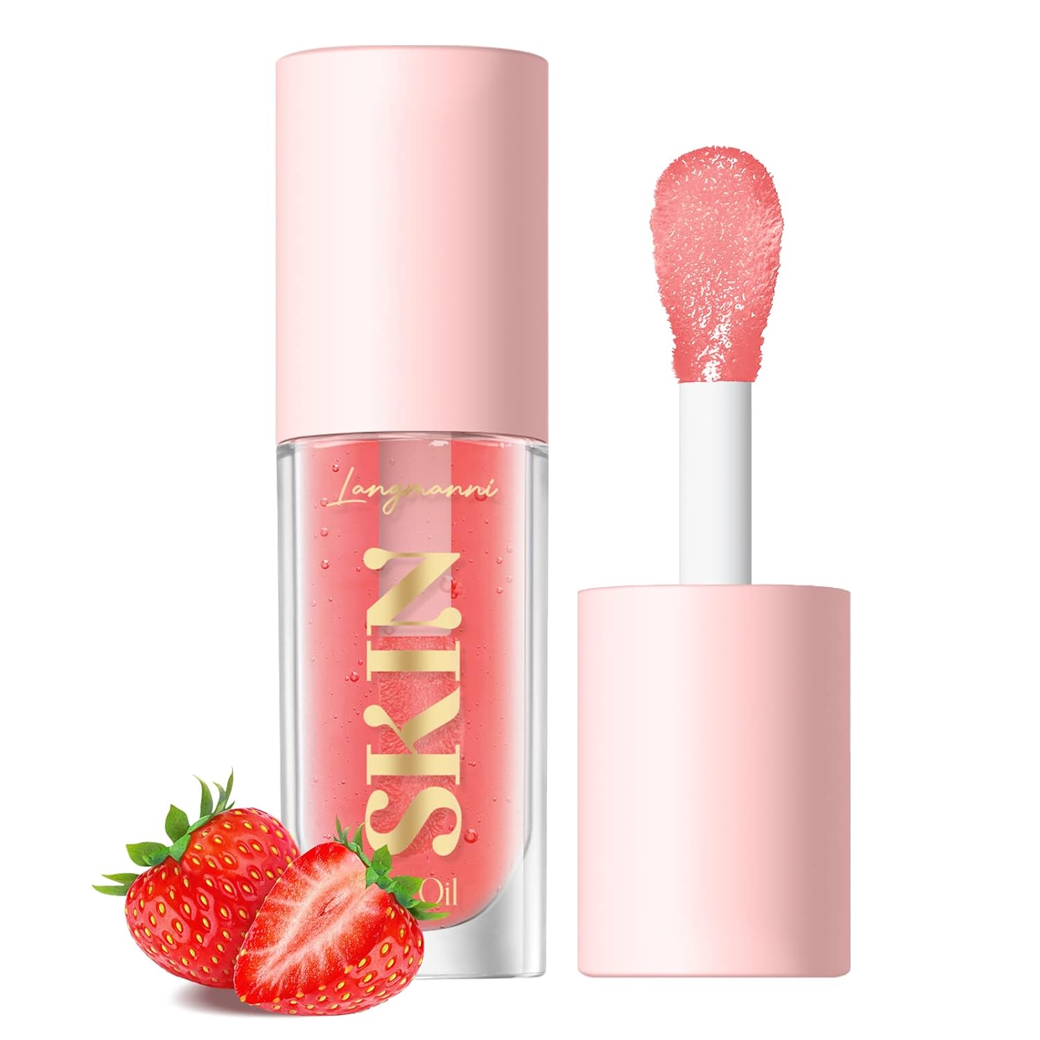LANGMANNI Moisturizing Lip Oil,No-Sticky Lip Gloss Lip Balm Lip Care,Fruit Flavoured Lip Oil For Dry Lip’s Moisturizing Hydrating And Nourishing ((Strawberry)) LANGMANNI Moisturizing Lip Oil,No-Sticky Lip Gloss Lip Balm Lip Care,Fruit Flavoured Lip Oil For Dry Lip’s Moisturizing Hydrating And Nourishing ((Strawberry))