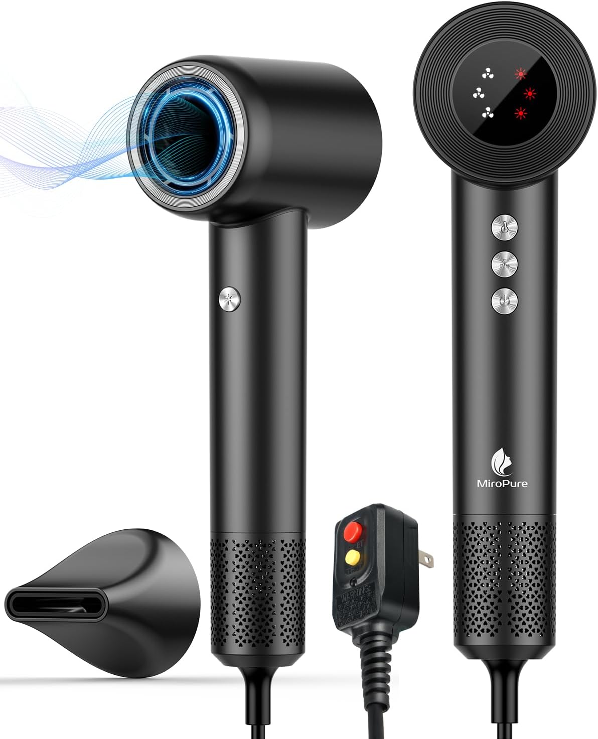 Hair Dryer, High Speed Negative Ionic Blow Dryer with 110, 000 RPM Brushless Motor for Fast Drying, 1500W Low Noise Thermo-Control 4 Temps & 3 Speeds Hairdryer with Magnetic Nozzle for Hair Care, Home Hair Dryer, High Speed Negative Ionic Blow Dryer with 110, 000 RPM Brushless Motor for Fast Drying, 1500W Low Noise Thermo-Control 4 Temps & 3 Speeds Hairdryer with Magnetic Nozzle for Hair Care, Home