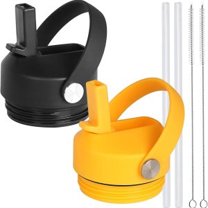Straw lid for Yeti Rambler Water Bottle 18 26 36 64 oz, Replacement Cap Straw Cap for RTIC 18oz 26oz 36oz, Lid with Straw and Brush and Flexible Handle 