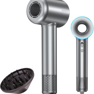 Hair Dryer with Diffuser, Hollow Ionic Blow Dryer 1600W Brushless Motor Diffuser Hair Dryer Low Noise, 150,000RPM High Speed Hair Dryer Thermo-Control 4 Temps/ 2 Speeds, Travel Hair Dryers for Women