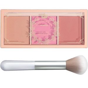 3 Color Blush Palette with Blush Brush, Matte Pink Blusher, Blush Powder for Cheeks Makeup, Long Lasting Face Beauty Blush, Light and Smooth
