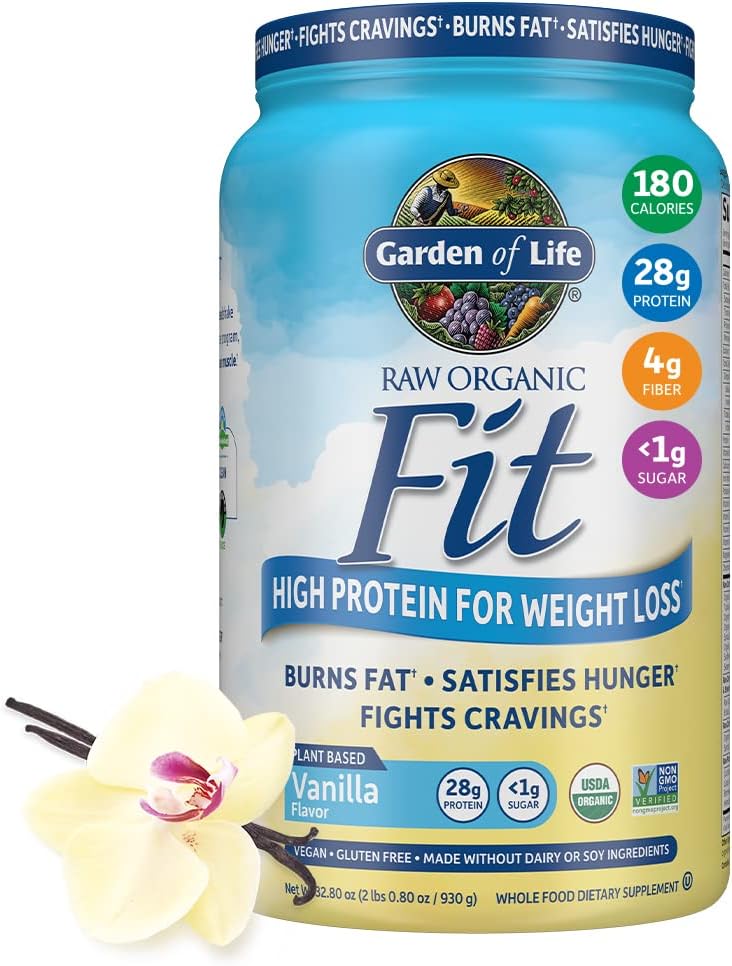 Garden of Life Raw Organic Fit Vegan Protein Powder Vanilla, 28g Plant Based Protein for Weight Loss, Pea Protein, Fiber, Probiotics, Dairy Free Nutritional Shake for Women and Men, 20 Servings Garden of Life Raw Organic Fit Vegan Protein Powder Vanilla, 28g Plant Based Protein for Weight Loss, Pea Protein, Fiber, Probiotics, Dairy Free Nutritional Shake for Women and Men, 20 Servings