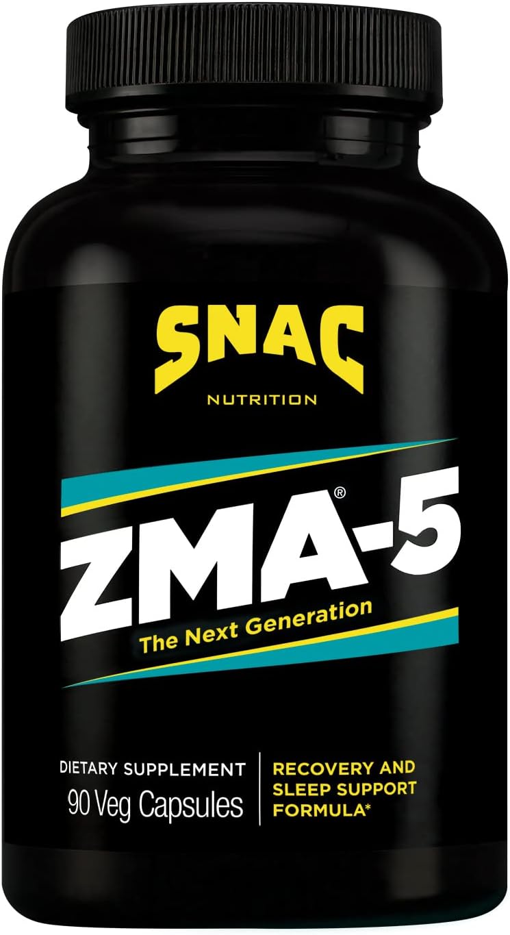SNAC ZMA-5 Sleep Aid Supplement, Promote Muscle Recovery & Growth, Immune Support, & Restorative Sleep with Zinc, Magnesium & 5-HTP, Post Workout, Before Bed ZMA Supplements 90 Veggie Capsules SNAC ZMA-5 Sleep Aid Supplement, Promote Muscle Recovery & Growth, Immune Support, & Restorative Sleep with Zinc, Magnesium & 5-HTP, Post Workout, Before Bed ZMA Supplements 90 Veggie Capsules