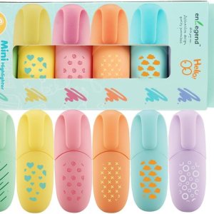 6 Piece Stylish Modern Style Mini Highlighter Pen Kawaii Stuff Pastel Color Geometric Line Design Easter Gift Highlighter Marker
