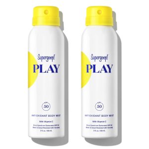 Supergoop! PLAY SPF 50 Antioxidant Body Mist w/Vitamin C, 3 fl oz – 2 Pack – Broad Spectrum Sunscreen Spray for Sensitive Skin – Great for Active Days