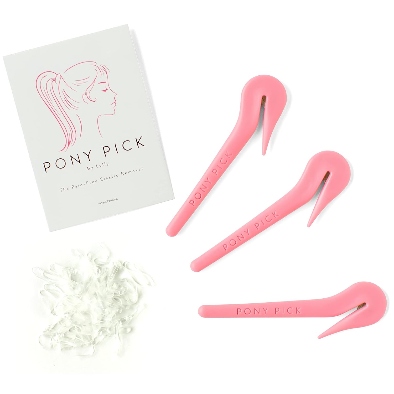 THE PONY PICK Hair Elastic Rubber Bands Cutter Tool – Easy To Use, Pain Free, No Hair Damage – Ponytail Cutter Tool for Kids & Toddlers (3 Packs of Pony Pick & 50 Clear Hair Elastics) THE PONY PICK Hair Elastic Rubber Bands Cutter Tool – Easy To Use, Pain Free, No Hair Damage – Ponytail Cutter Tool for Kids & Toddlers (3 Packs of Pony Pick & 50 Clear Hair Elastics)