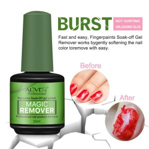 Professional Magic Remover Soak-Off Gel Fingernail Polish Remover Non Acetone Nail Polish Remover Cuticle Trimmer Cuticle Remover Nail Glue Remover Gel Polish Remover For Nails 15 Ml (Green Magic)