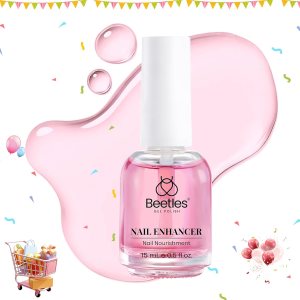 Beetles Nail Strengthener for Damaged Nails Weak Nails and Growth, Treatment Repair Damaged Nails,Strengthens Nail Care Polish, Glow and Shine 15ML Natural Pink Gifts for Women