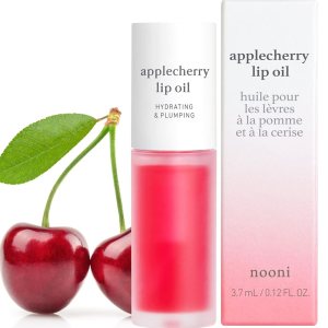 NOONI Korean Lip Oil – Applecherry | Lip Stain, Gift, Long-Lasting, Moisturizing, Plumping, Revitalizing for Dry Lips, Waterproof, No Peel Off, Korean Lip Tint, Red Tinted Lips, 0.12 Fl Oz