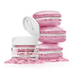 Bakell’s Pink Champagne Luster Dust & Paint – (4-g, 1x Jar) | Edible Glitter for Baking, Decorations, and Beverages