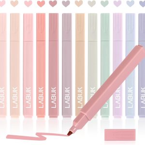 LABUK 12pcs Highlighters, Aesthetic Pastel Cute Highlighter for Bible and Pens No Bleed, with Assorted Colors, Dry Fast Easy to Hold for Journal Planner Notes School Office Supplies