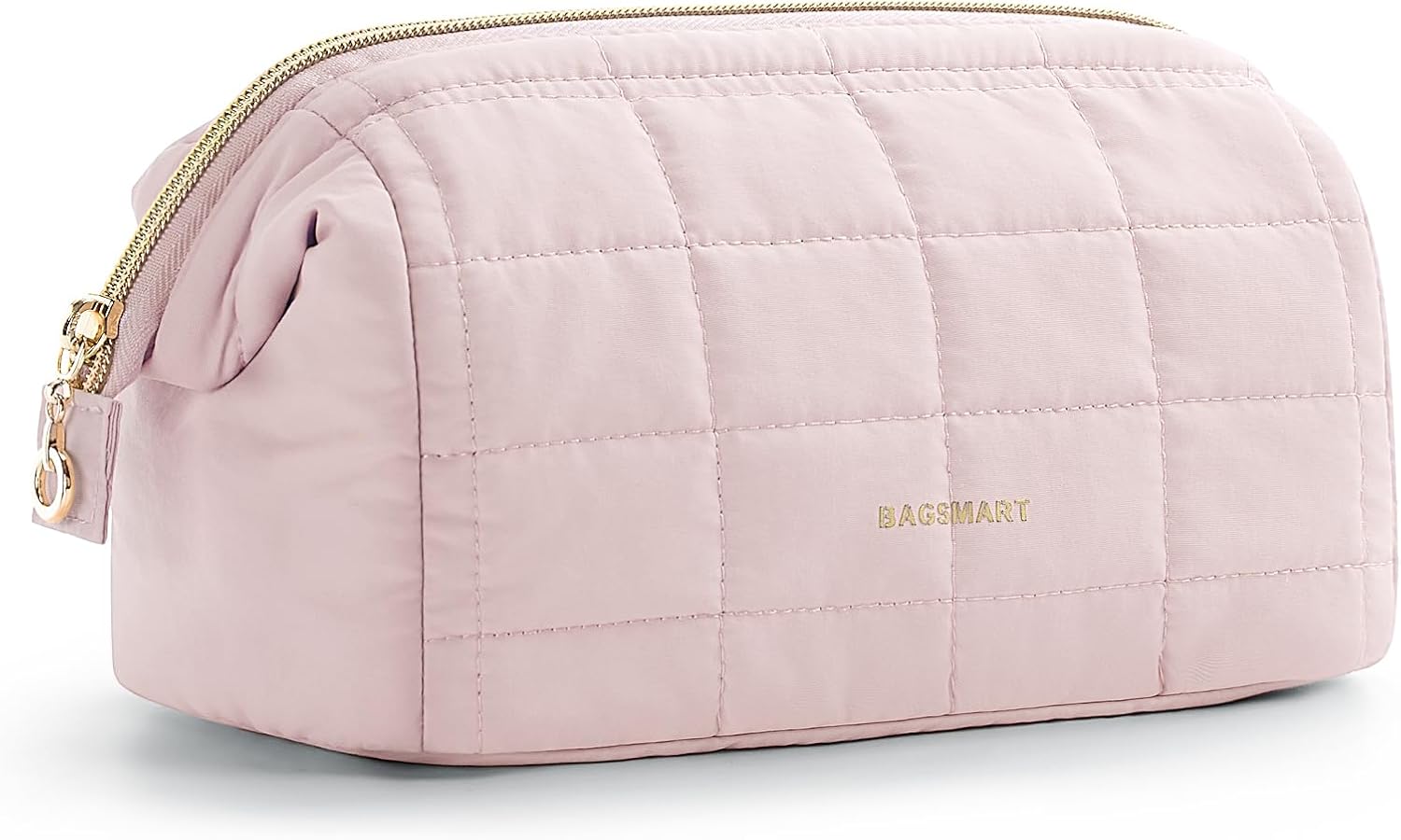 BAGSMART Makeup Bag Travel Cosmetic Bag, Puffy Padded Make Up Bags for Women Makeup Organizer Case, Wide-open Pouch Purse Travel Essentials Toiletries Accessories Brushes, Pink BAGSMART Makeup Bag Travel Cosmetic Bag, Puffy Padded Make Up Bags for Women Makeup Organizer Case, Wide-open Pouch Purse Travel Essentials Toiletries Accessories Brushes, Pink