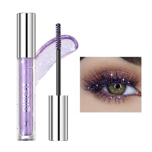 Purple Mascara for Eyelashes,Diamond Glitter Color Colorful Mascara,Shiny Sparkle Waterproof Long Lasting Smudge-Proof Mascara,Lengthening Curling Volume Mascara Makeup Party Stage Use (03#)