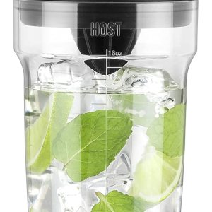 HOST All in One Cocktail Shaker Set, 5 in 1 Tool, Jigger Cap, Strainer, Reamer, Stainless Steel Bottle Opener, Bartending Mixer for Drinks, 18 Oz