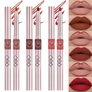3pcs Matte Red Lip Liner Pencil Cream Retractable Lipstick Makeup Set, 24 Hour soft Colorstay Recharge Lip Liner Set Matt Lips Make Up Waterproof Long Lasting Lip liner Kit línea de labios(Set01)