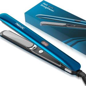 7MAGIC Hair Straightener, Negative Ion Flat Iron Hair Straightener, 1″ Ceramic Flat Iron with LCD, Professional 2 in 1 Hair Iron for Thick Hair, 11 Heat Settings Styling Tool