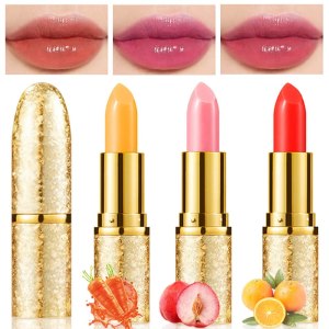 3 Pcs Waterproof Color Changing Lipstick – Glossy Finish, Moisturizing, Long Lasting, Adjustable Color Depth