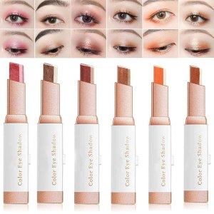 12 Colors Eyeshadow Stick,Double Colors Eye Shadow Stick Glitter Shimmer Eyeshadow Gradient Eyeshadow Makeup Stick Waterproof Eyeshadow Eye Shadow Pen Stick for Eye Make up
