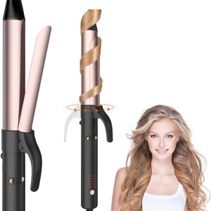 Automatic Curling Iron Rotating, Ukliss Self Curling Hair Curler, 1.25 Inch Curling Wand for Long Hair, 30s Rapid Heating Auto Hair Curler, Time Saving Rotating Wand Curling Iron, Black