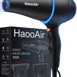 Professional Salon Hair Dryer,2200W Ionic Blow Dryer with Diffuser,Blue Light AC Motor Fast Drying Hair Dryers