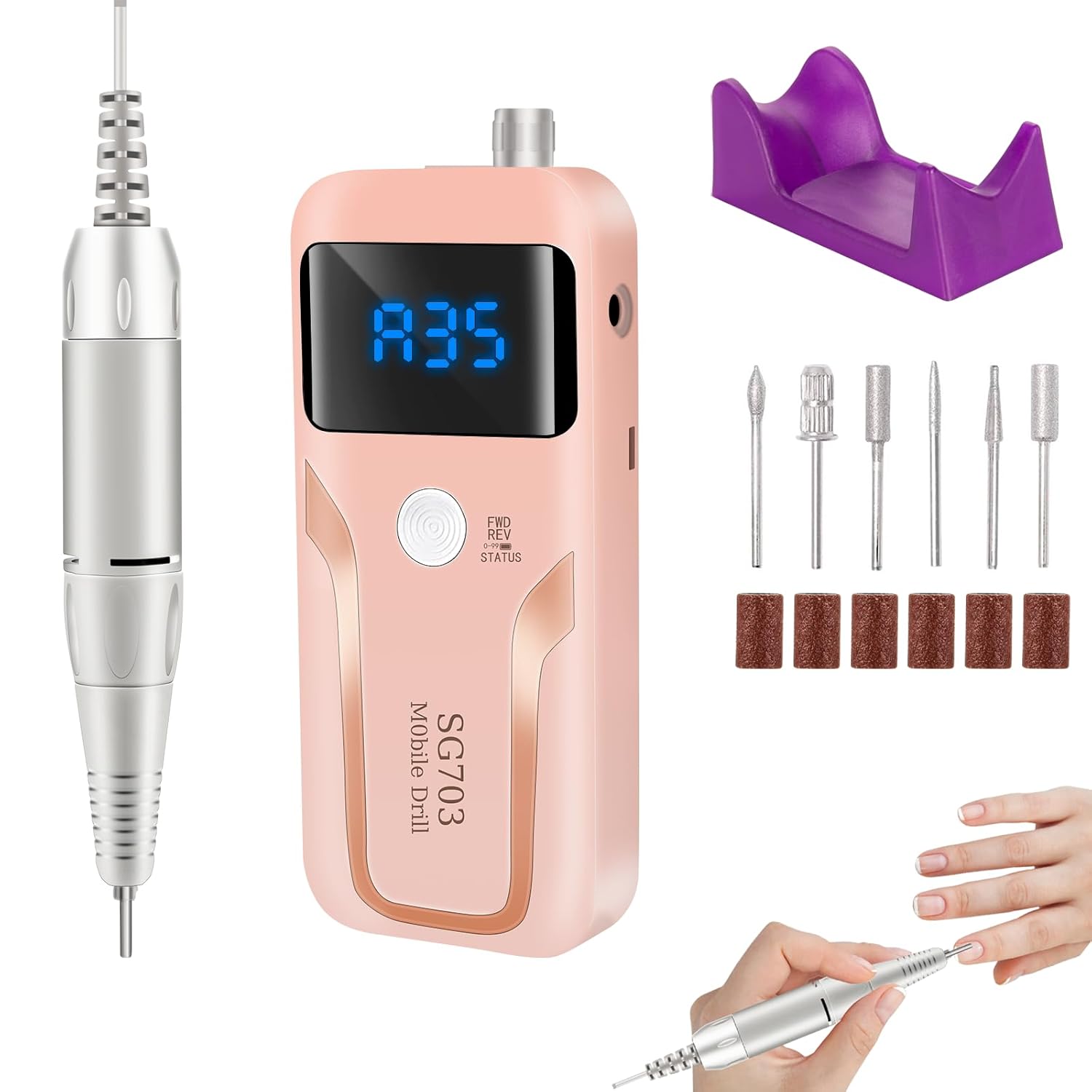 Electric Nail Drill, DELIFO Portable Nail Drill Professional PedicureRechargeable 35000 RPM Nail File Machine Acrylic Nails Polishing Tools with Bits LED Display for Home Salon Manicure Electric Nail Drill, DELIFO Portable Nail Drill Professional PedicureRechargeable 35000 RPM Nail File Machine Acrylic Nails Polishing Tools with Bits LED Display for Home Salon Manicure